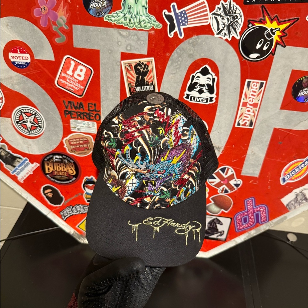 ED HARDY TRUCKER CAP “RHINESTONE DRAGON CAP” ORIGINAL NOT G5